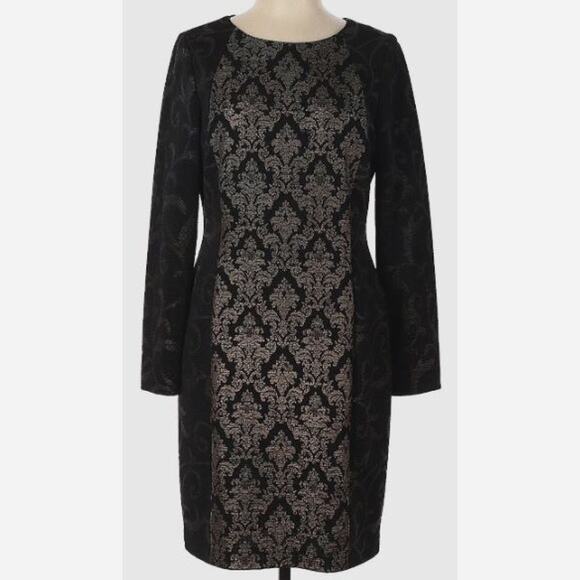 Antonio Melani Black & Silver Filigree Sheath Dress Size 14 - Picture 1 of 4